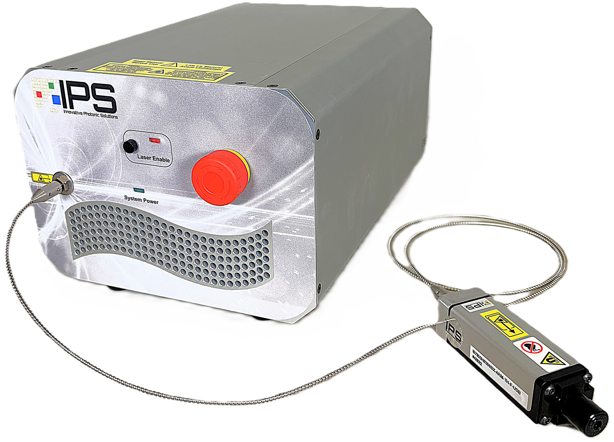 High power laser with tethered head module